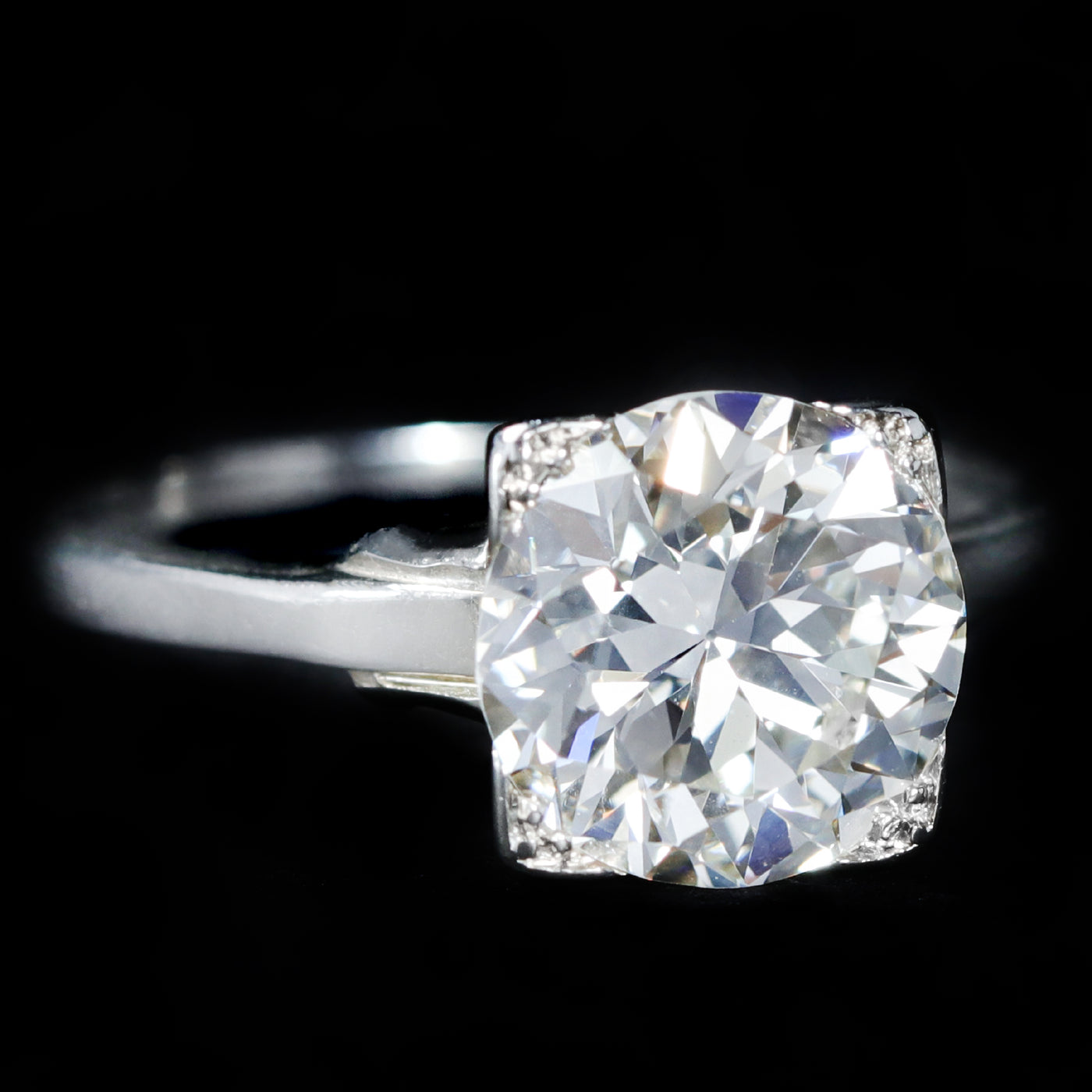 Art Deco 2.47 Carat Old European Cut Diamond Engagement Ring