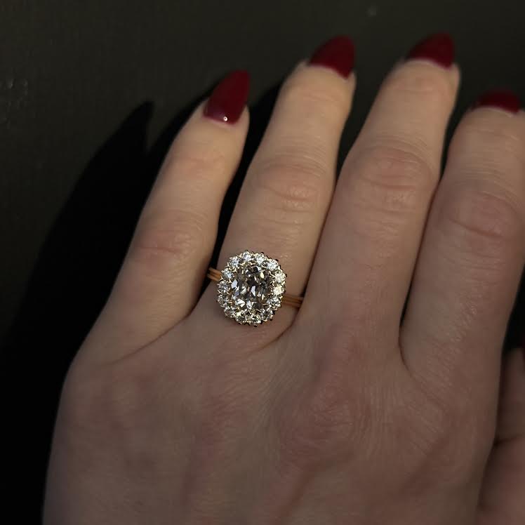 18K Yellow Gold 2.06 Carat Old Mine Cut Diamond Engagement Ring - Walton's Jewelry