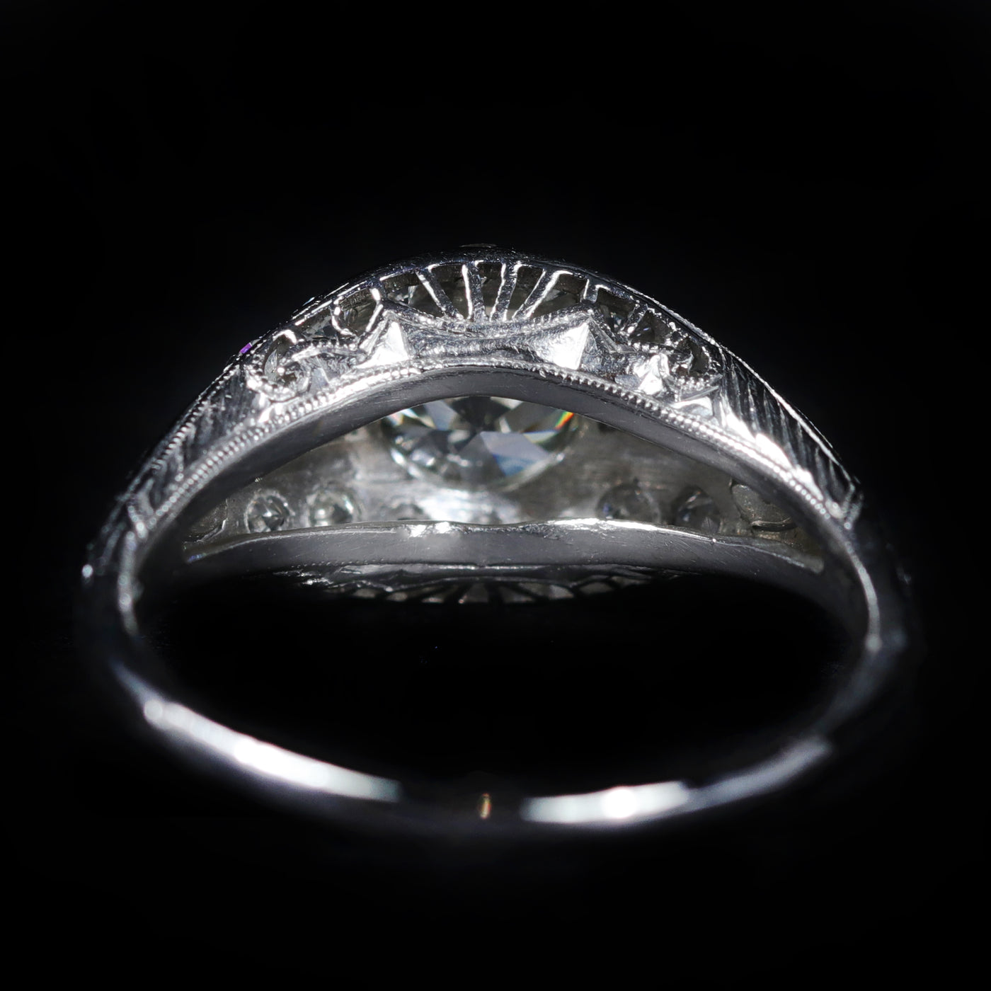 Art Deco Platinum 1.06 Carat Old European Cut Diamond Engagement Ring