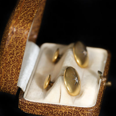 Victorian 14K Yellow Gold and Old Mine Cut Diamond Cufflinks
