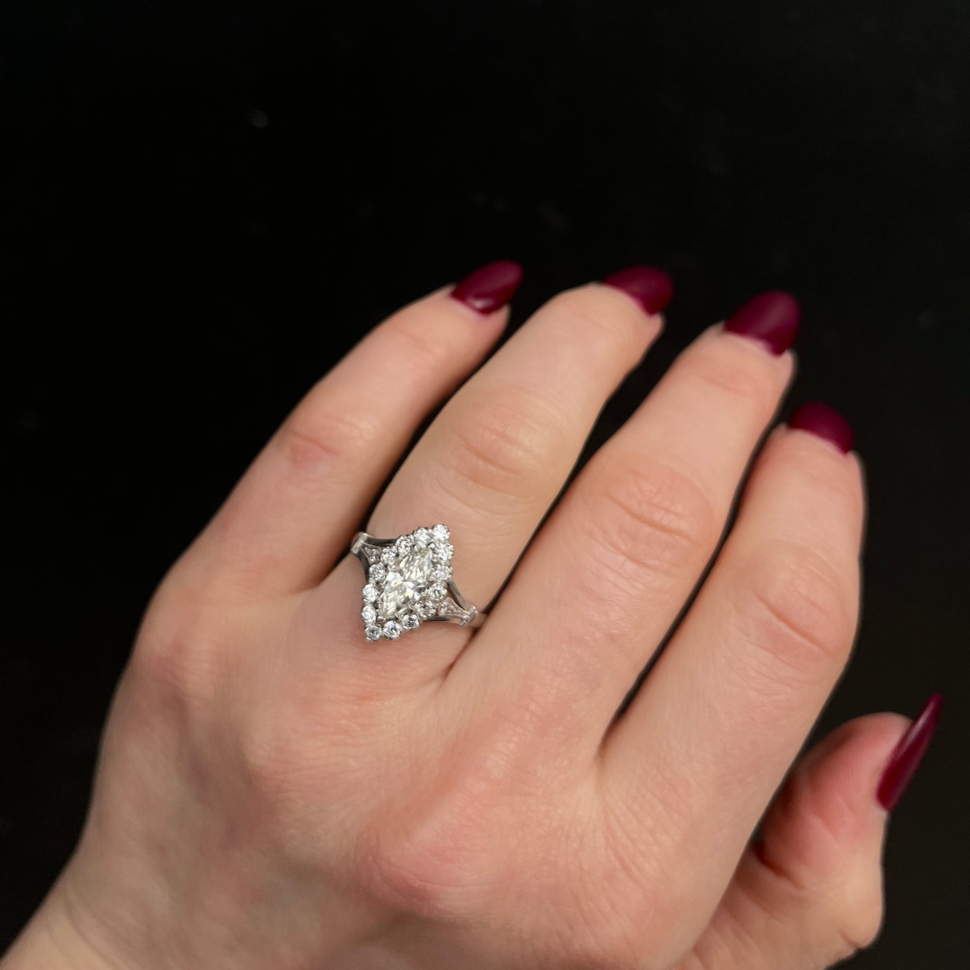 Platinum 0.71 Carat Marquise Cut Diamond Engagement Ring