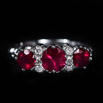 14K White Gold 1.73 CTW Ruby and Diamond Ring