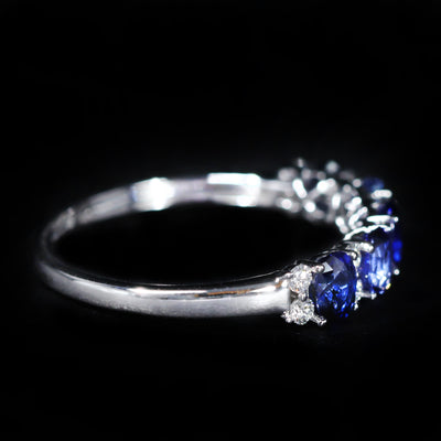 14k White Gold 1.07 CTW Sapphire and Diamond Band