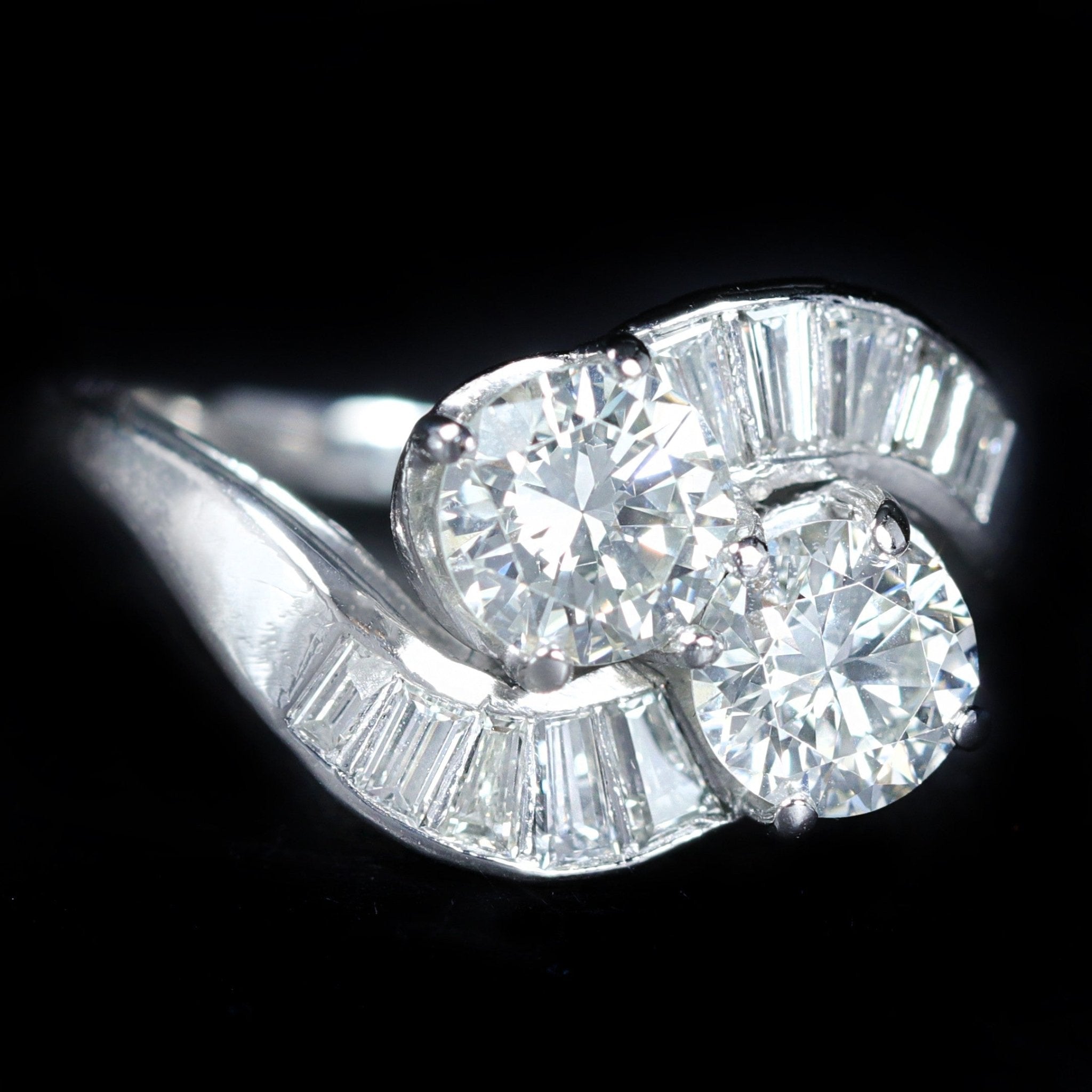 Art Deco 2.50 CTW Diamond Toi et Moi Engagement Ring - Walton's Jewelry