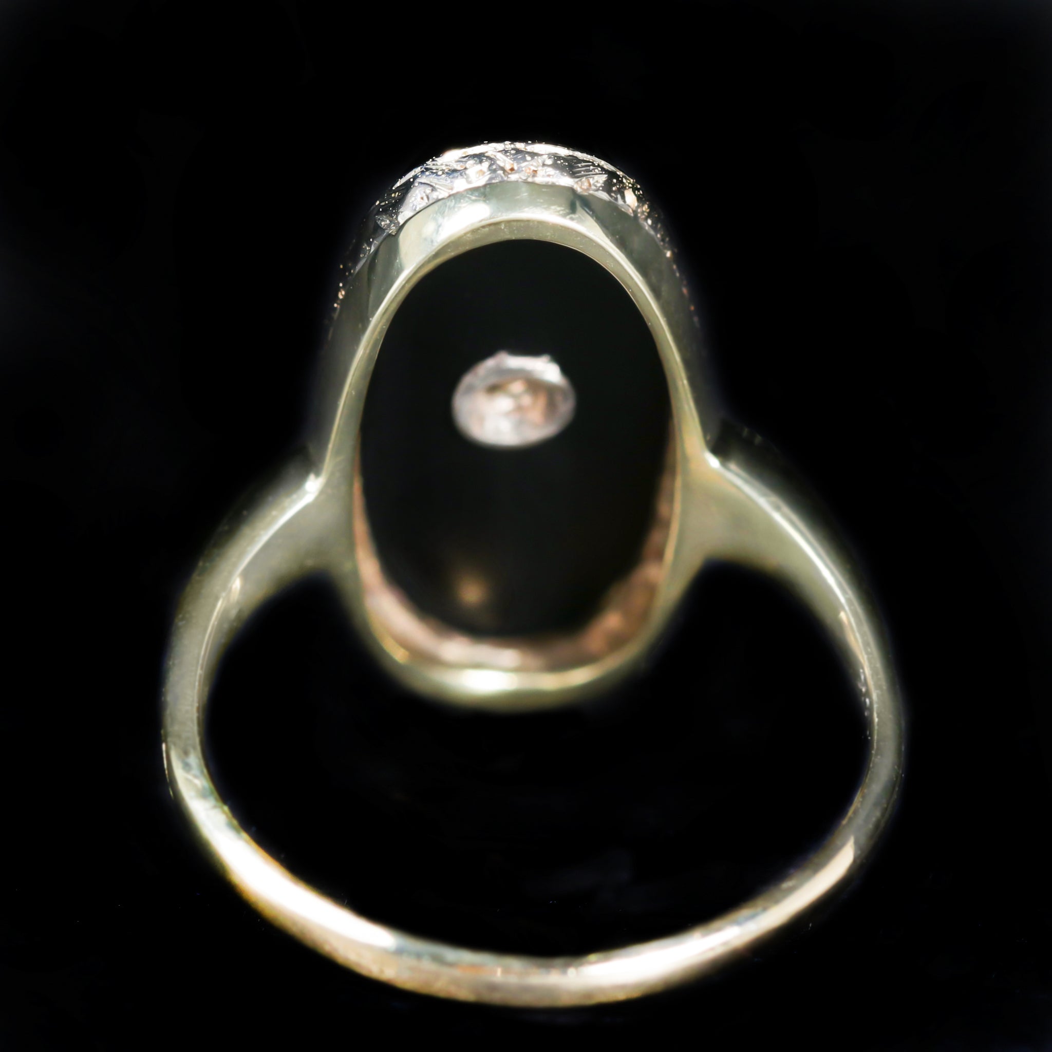 Art Deco Old Mine Cut Diamond and Onyx Ring - Walton's Jewelry