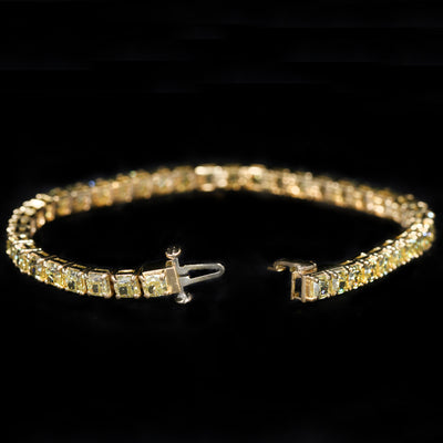 18K Yellow Gold 13.93 CTW Fancy Intense Yellow Diamond Tennis Bracelet