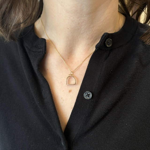 14K Yellow Gold Stirrup Pendant by Mike Walton - Walton's Jewelry