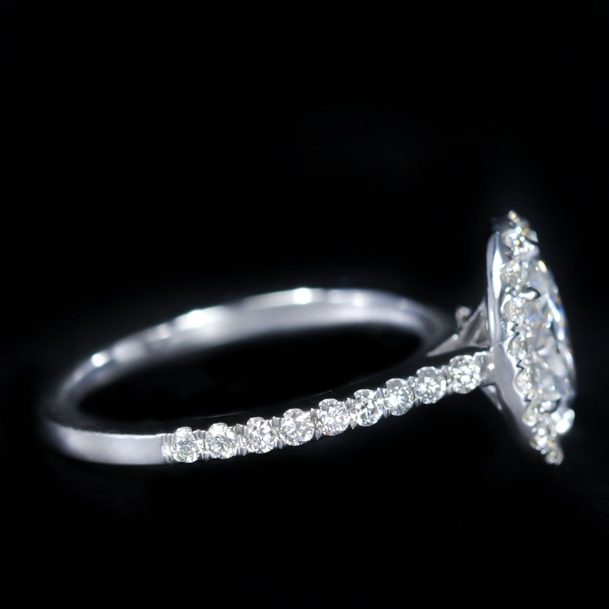 14K White Gold GIA 0.75 Carat Marquise Cut Diamond Halo Engagement Ring - Walton's Jewelry