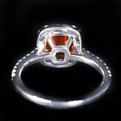 18K White Gold 3.11 Carat Spessartite Garnet and Diamond Ring