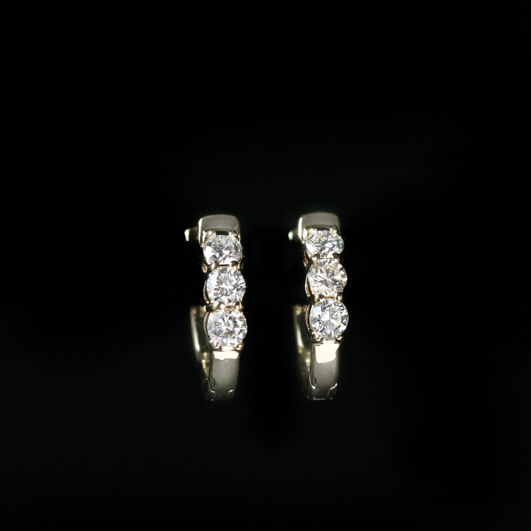 14K Yellow Gold 0.50 CTW Diamond Huggie Hoop Earrings - Walton's Jewelry