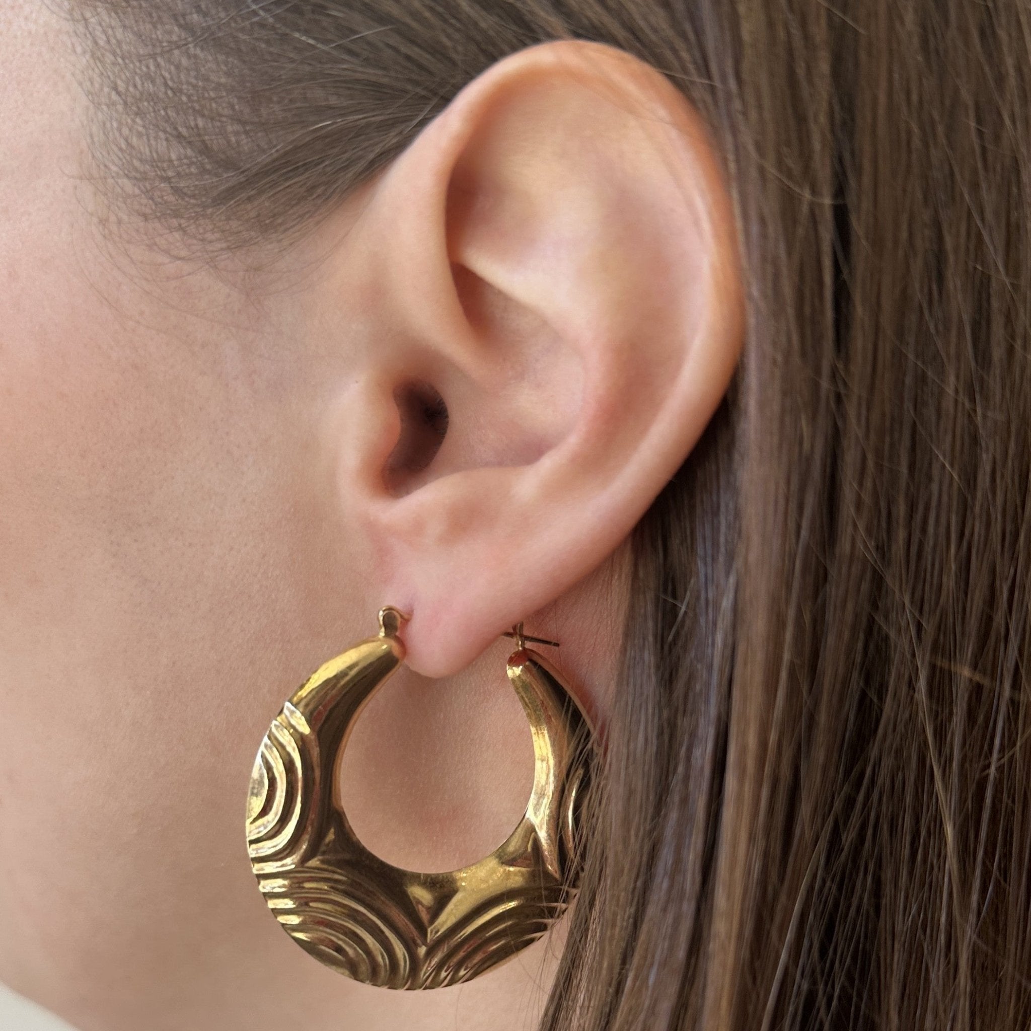 Estate 14K Yellow Gold Hoop Earrings - Walton's Jewelry