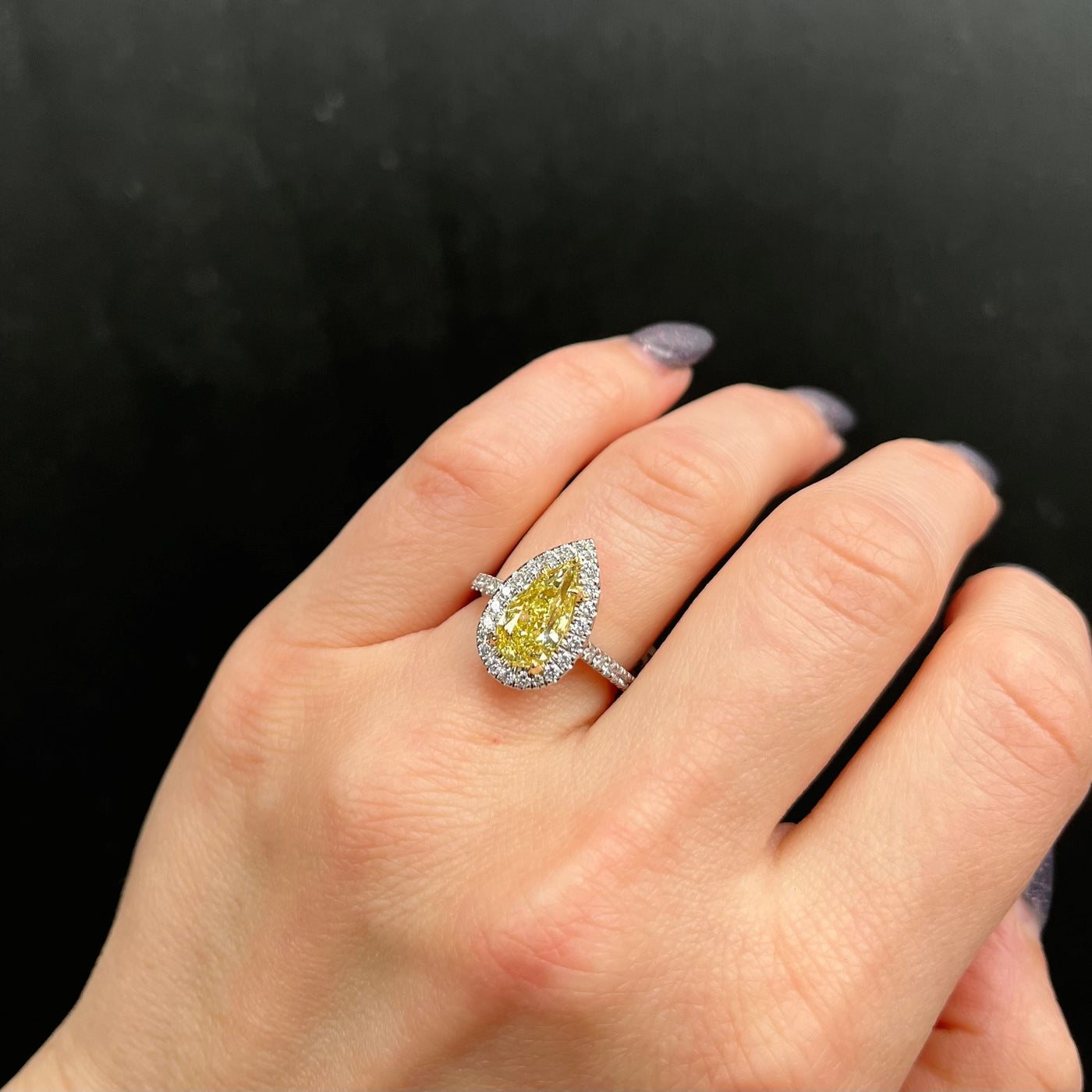 Platinum GIA 2.01 Carat Fancy Yellow Diamond Engagement Ring