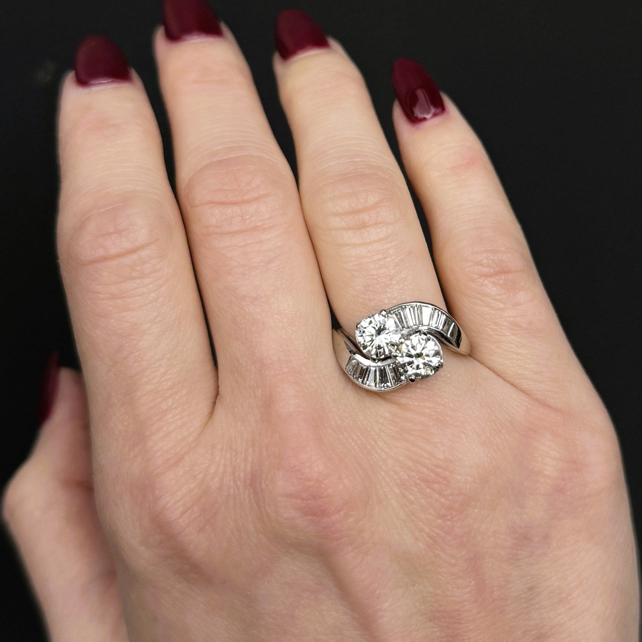 Art Deco 2.50 CTW Diamond Toi et Moi Engagement Ring - Walton's Jewelry