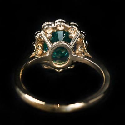 14K Yellow Gold 1.44 Carat Emerald and Diamond Ring