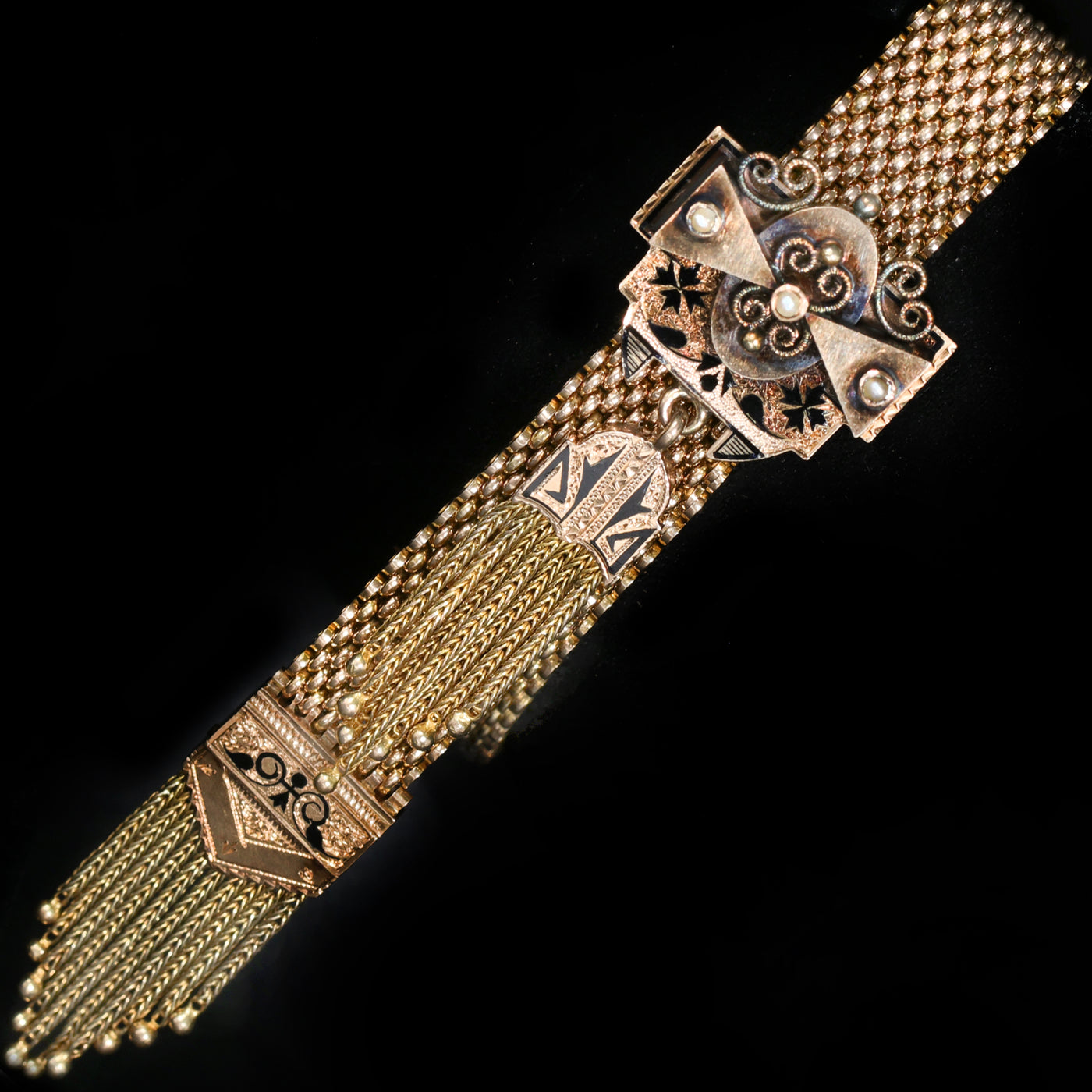 Victorian Mesh Tassel Bracelet, Circa 1882