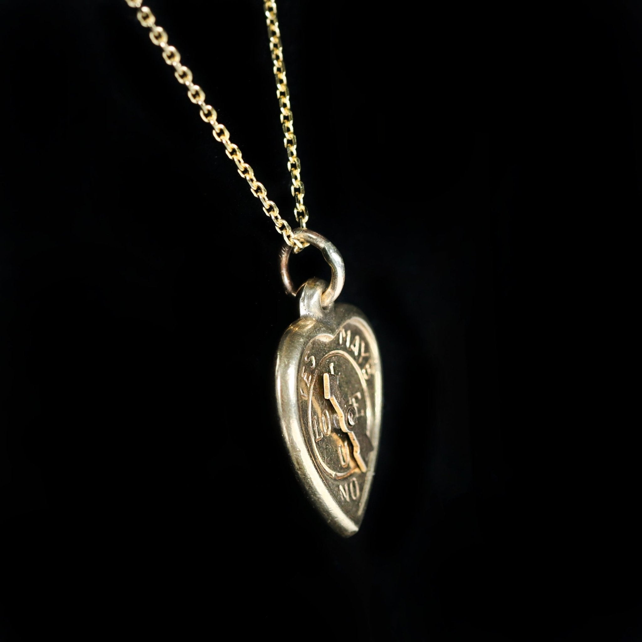 Estate 14K Yellow Gold Heart Compass Pendant/Charm - Walton's Jewelry