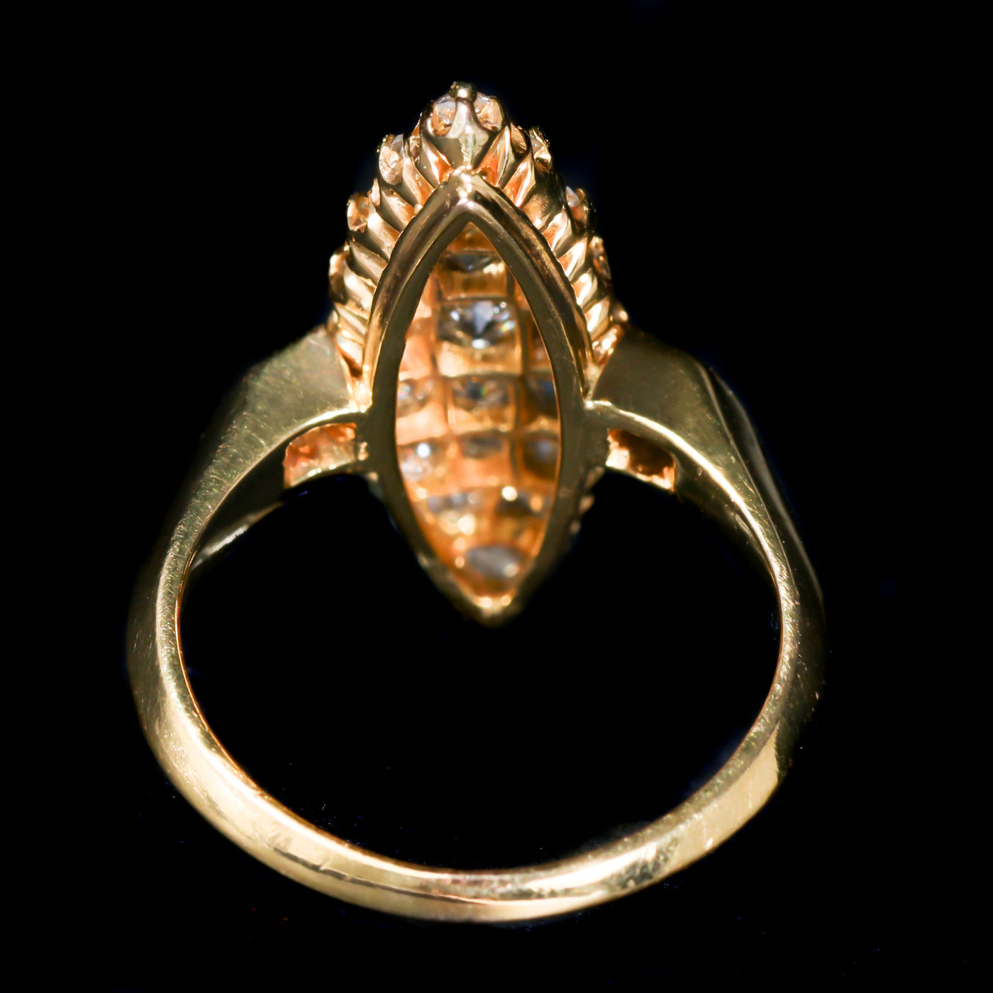 Victorian 2.00 CTW Old Mine Cut Diamond Navette Ring
