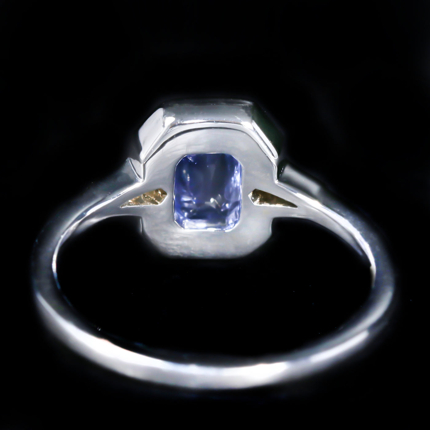 18K White Gold 0.95 Carat Sapphire, Diamond, and Enamel Ring
