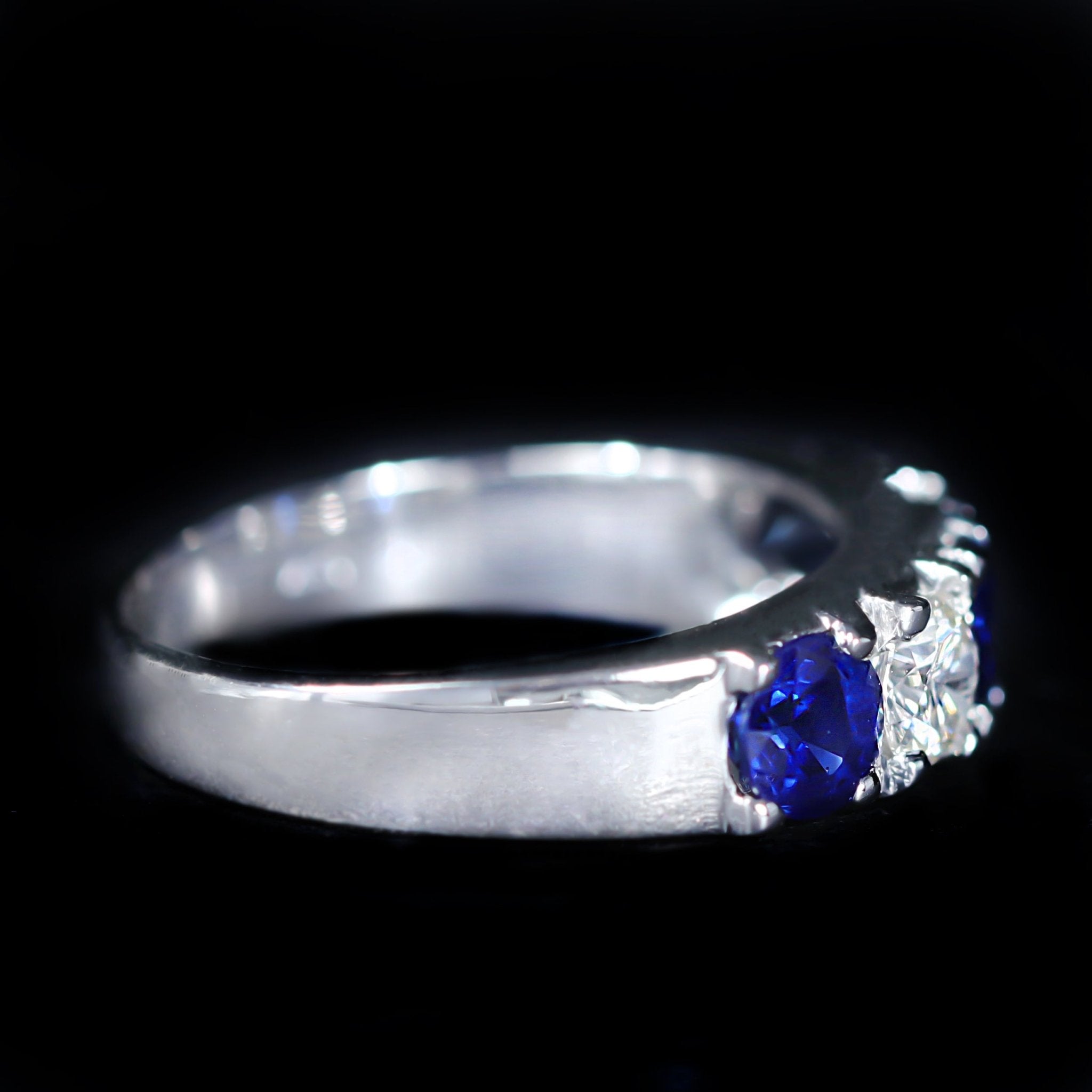 18K White Gold 0.75 CTW Sapphire and Diamond Band - Walton's Jewelry