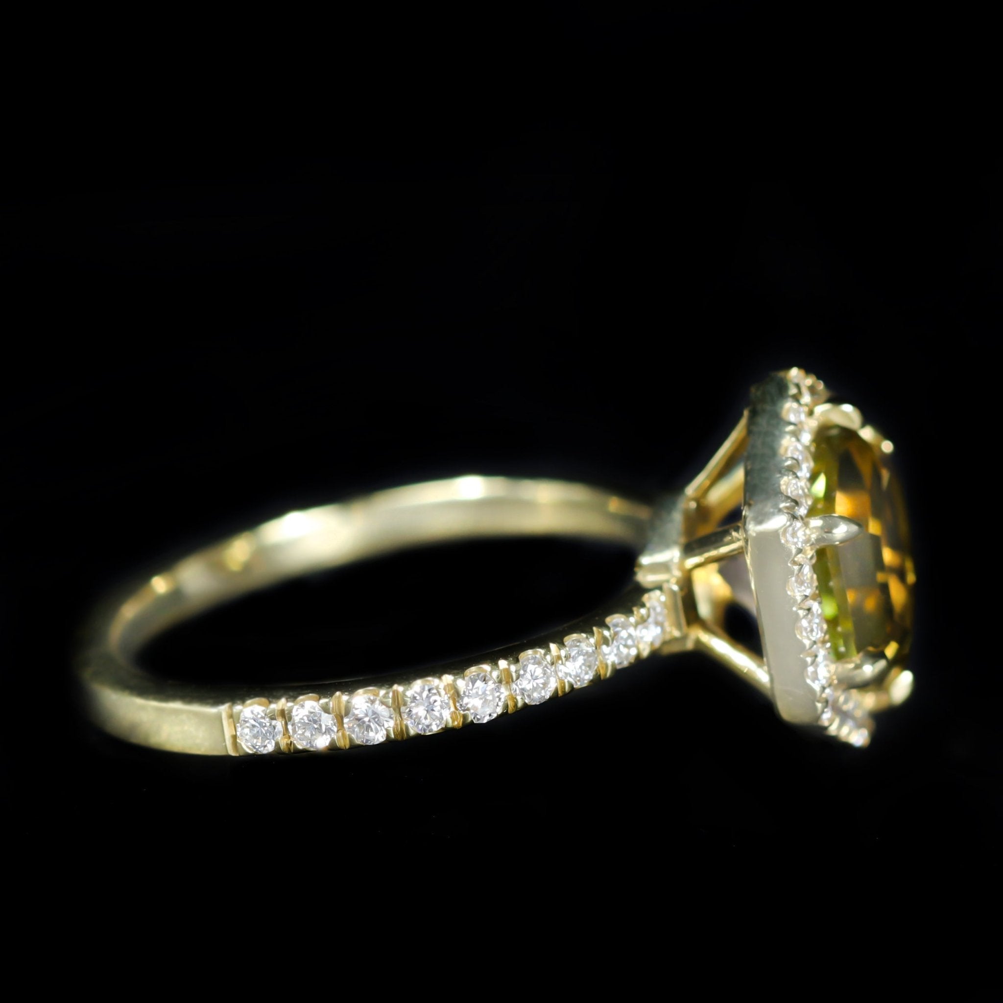 14K Yellow Gold 2.47 Carat Tourmaline and Diamond Ring - Walton's Jewelry