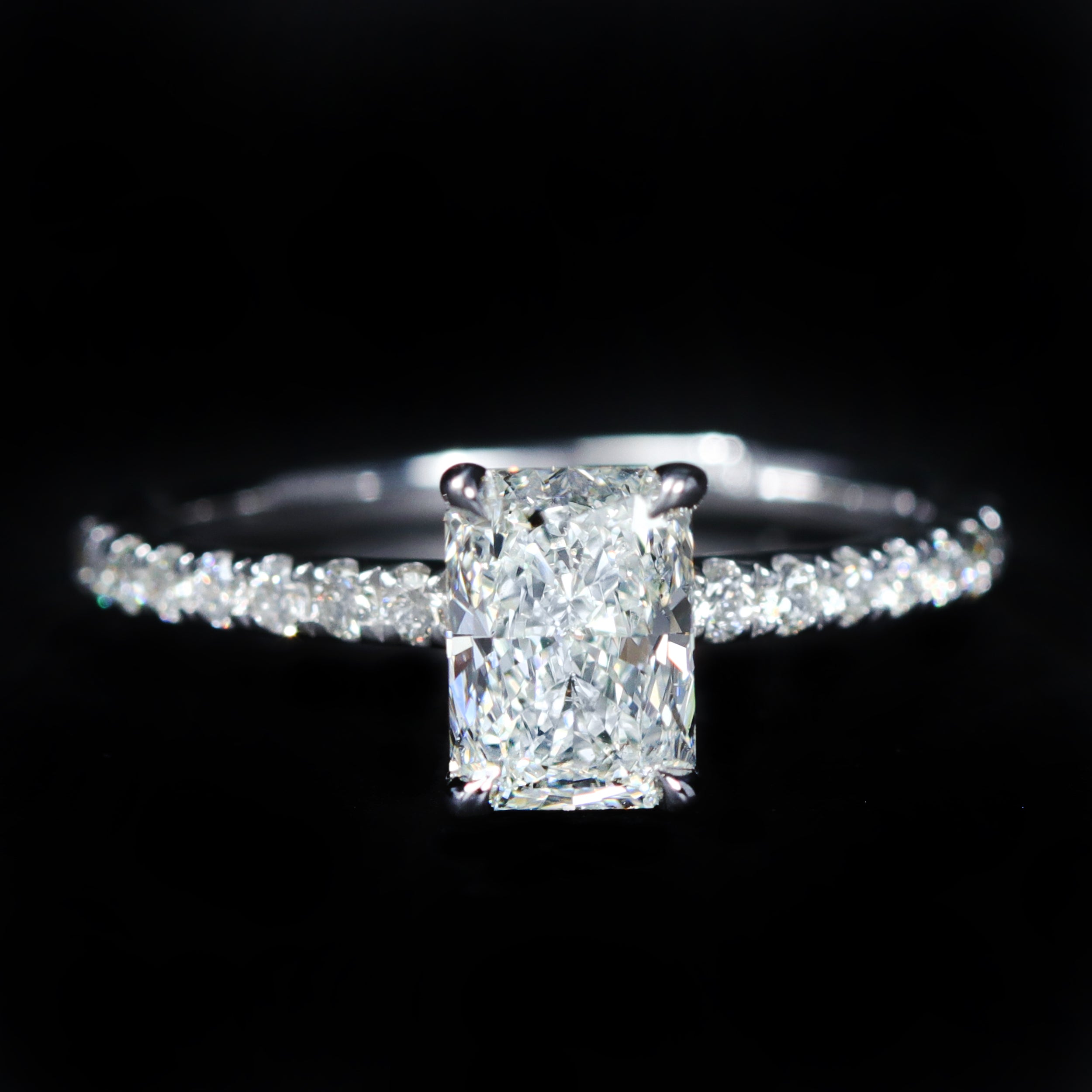 14K White Gold GIA 1.01 Carat Radiant Cut Diamond Engagement Ring