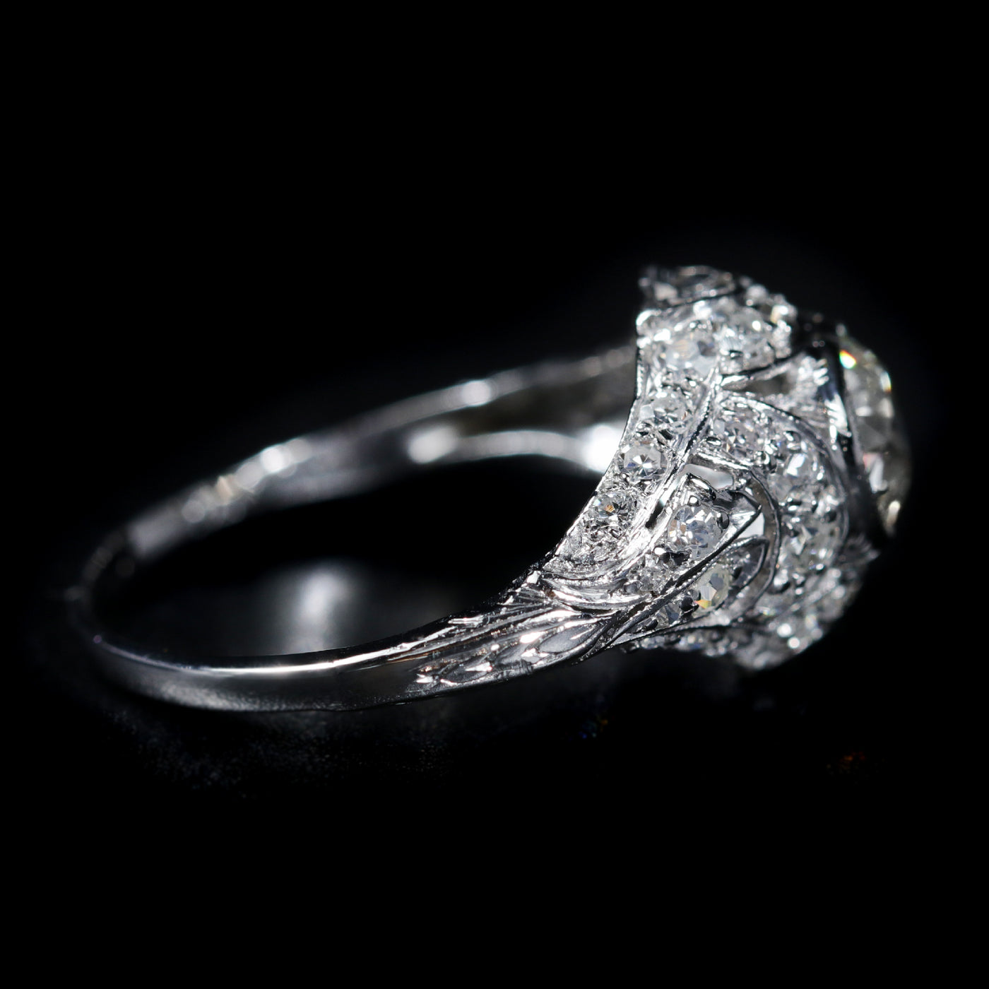 Art Deco Platinum 1.05 Carat Old European Cut Diamond Engagement Ring