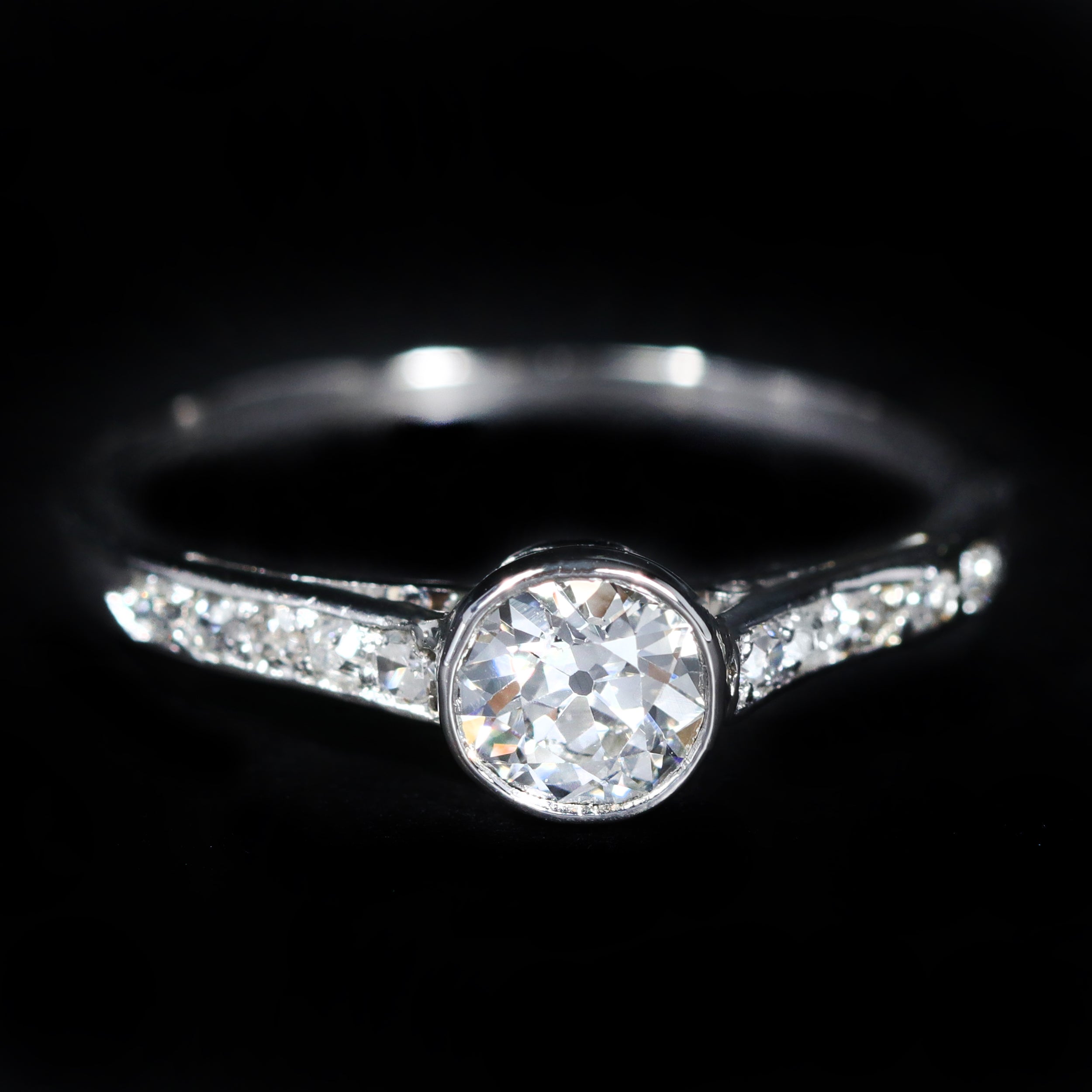 Art Deco 0.50 Carat Old European Cut Diamond Engagement Ring