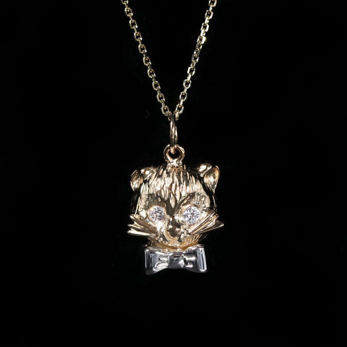 14k Gold Diamond Cat Charm/Pendant