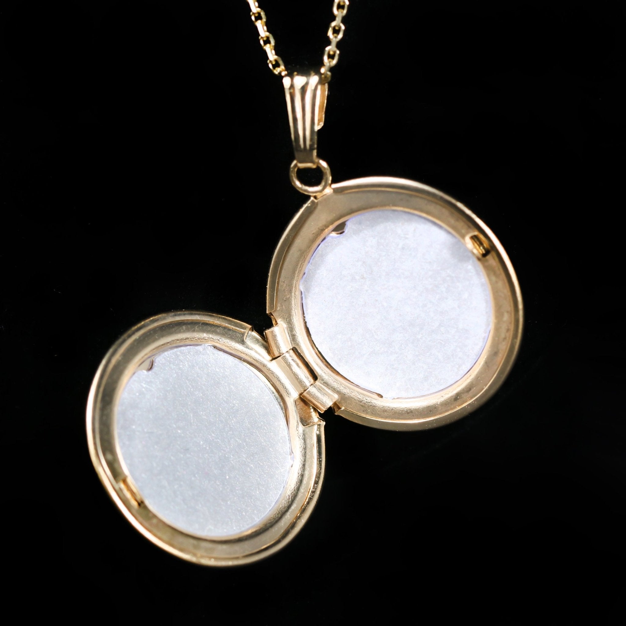 14K Yellow Gold Diamond Round Locket - Walton's Jewelry