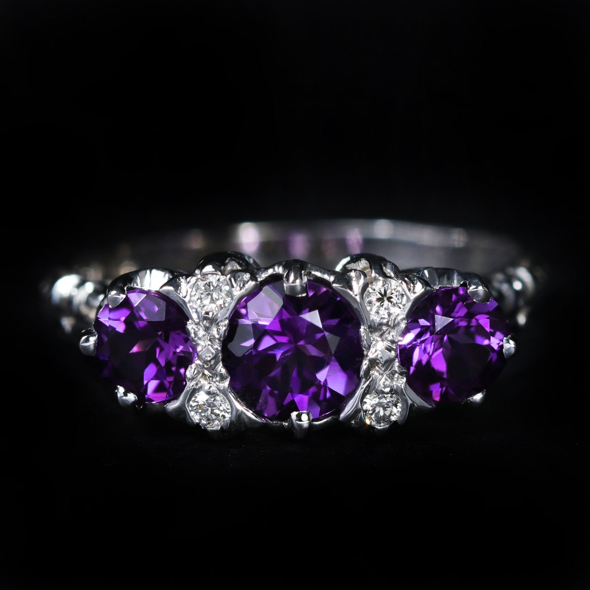 14K White Gold 1.22 CTW Amethyst and Diamond Ring - Walton's Jewelry