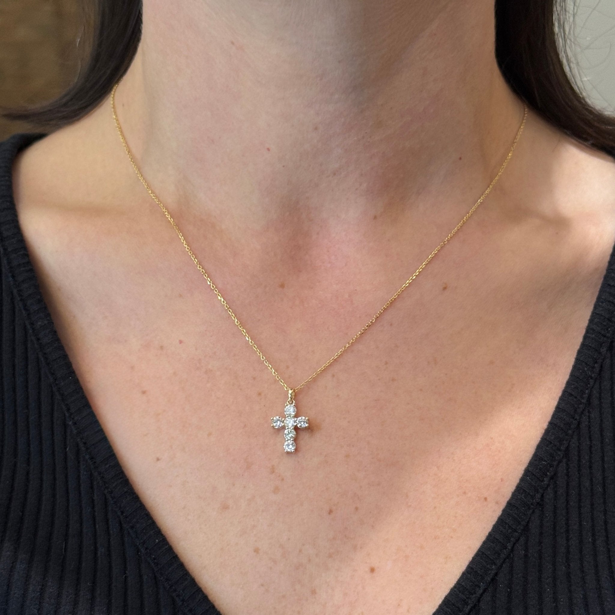 14K Yellow Gold 0.77 CTW Diamond Cross Pendant - Walton's Jewelry
