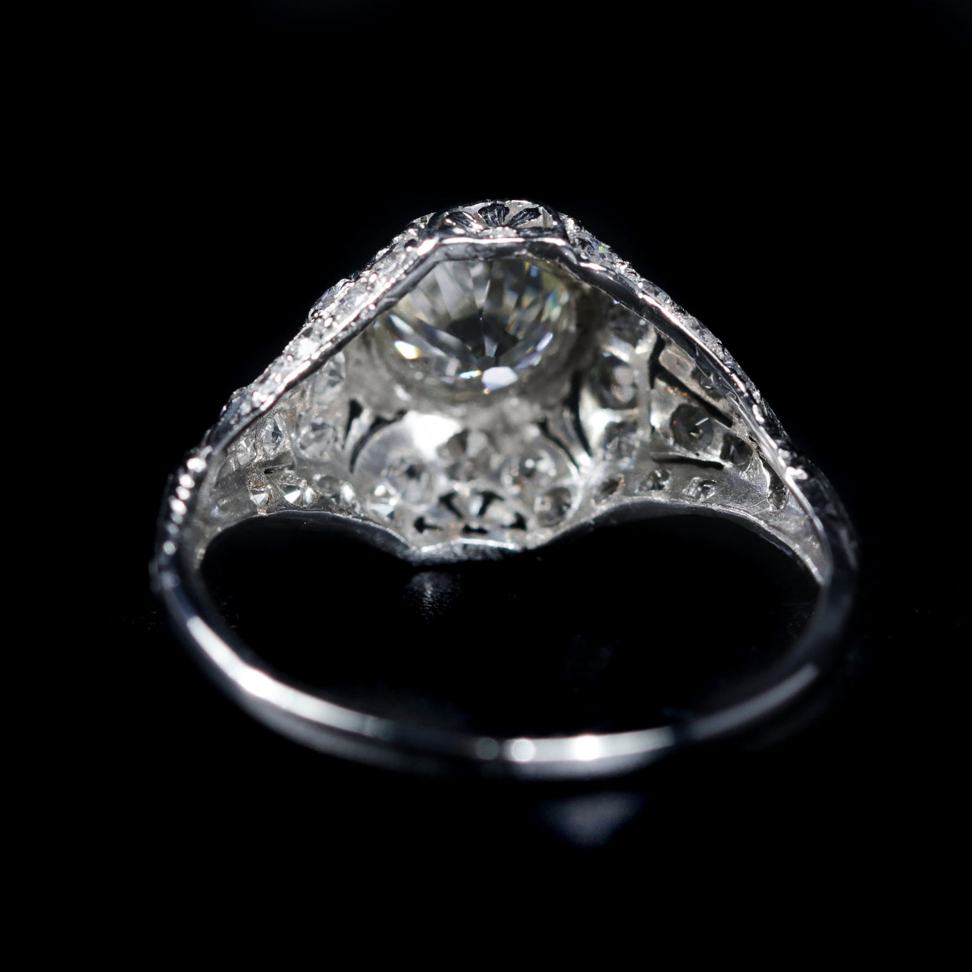 Art Deco Platinum 1.05 Carat Old European Cut Diamond Engagement Ring