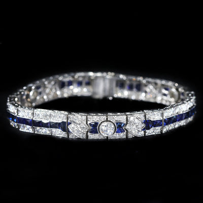 Art Deco 3.35 CTW Diamond and Sapphire Bracelet