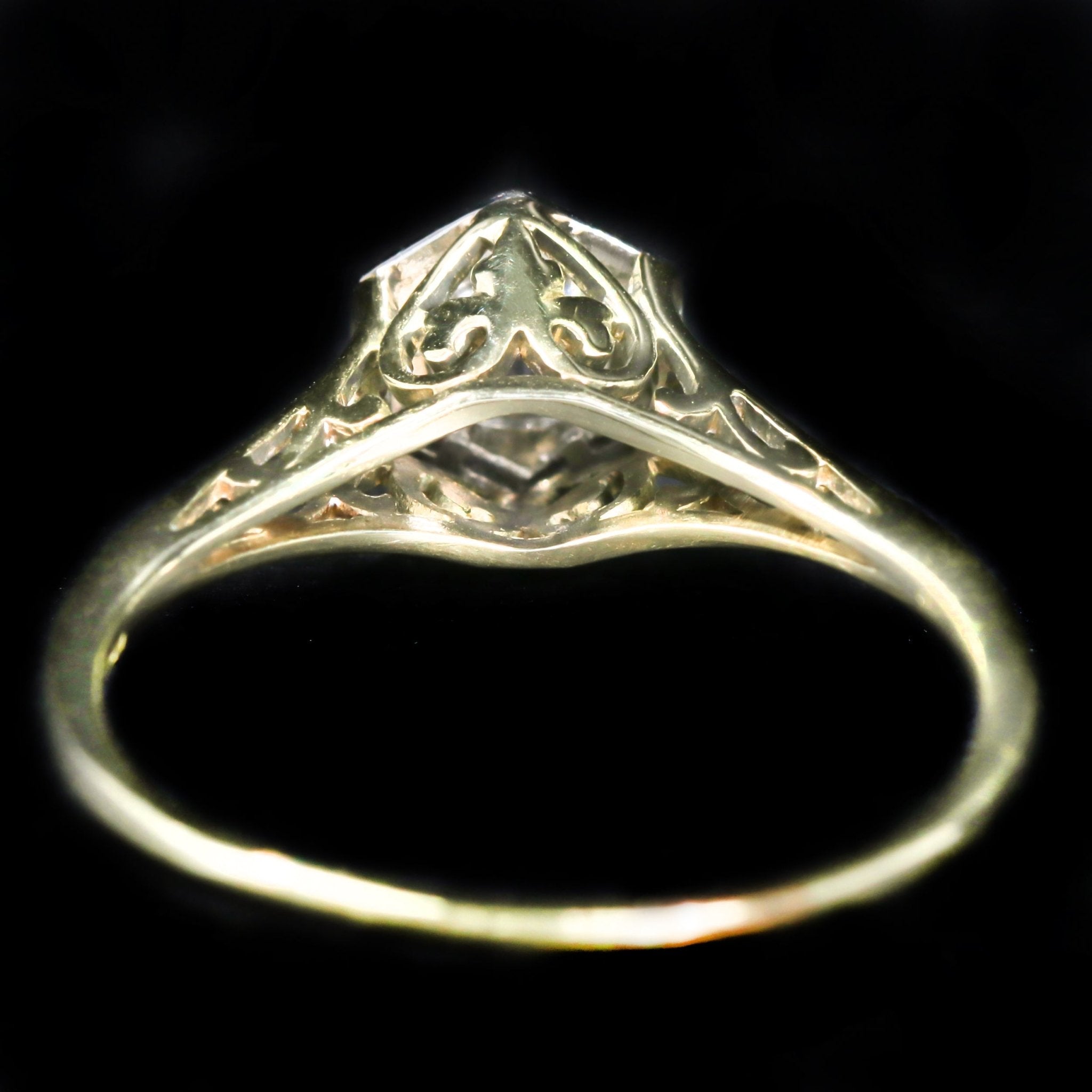 Edwardian 0.38 Carat Old European Cut Diamond Engagement Ring - Walton's Jewelry