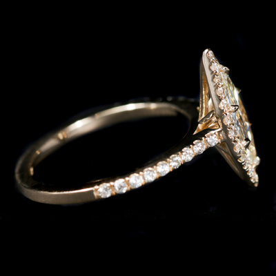 14K Yellow Gold GIA 0.77 Carat Duchess Cut Diamond Engagement Ring