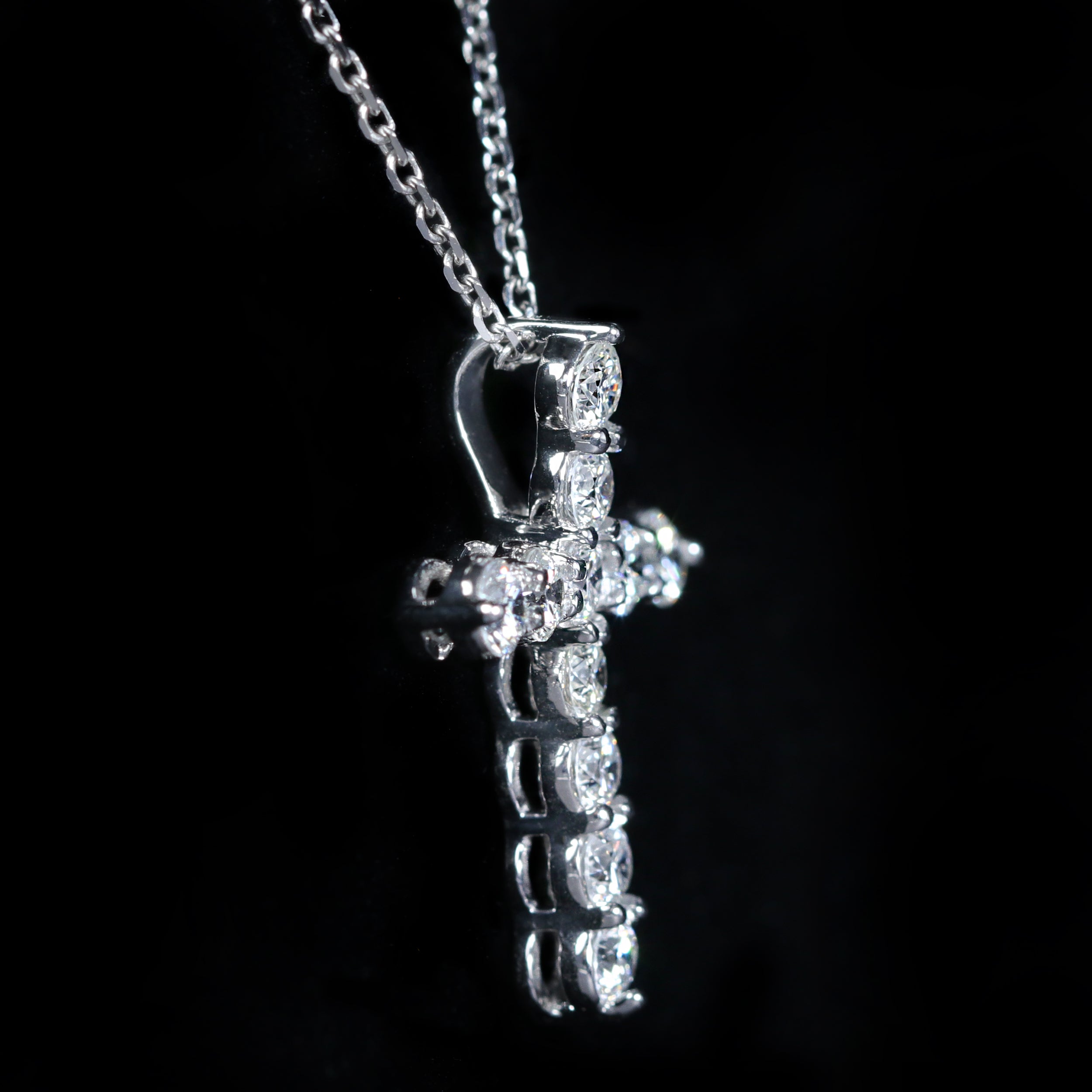 14K White Gold 0.77 CTW Diamond Cross Pendant