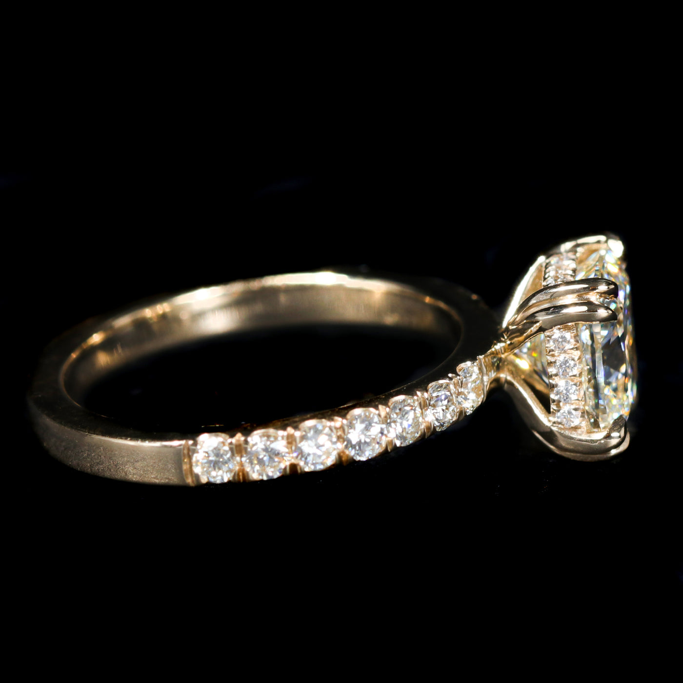 14K Yellow Gold GIA 2.01 Carat Cushion Cut Diamond Engagement Ring