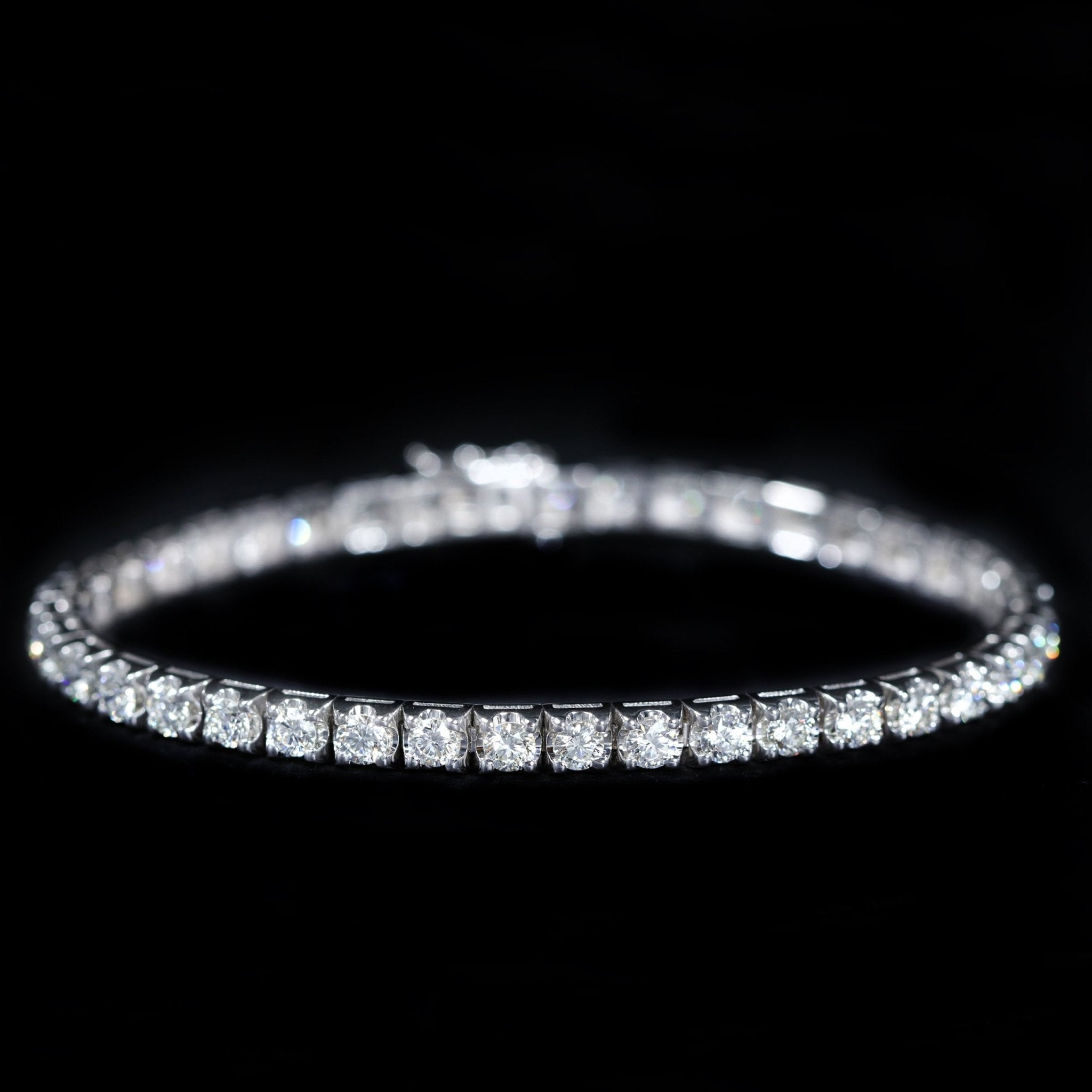 14K White Gold 5.31 CTW Diamond Tennis Bracelet, 7" - Walton's Jewelry