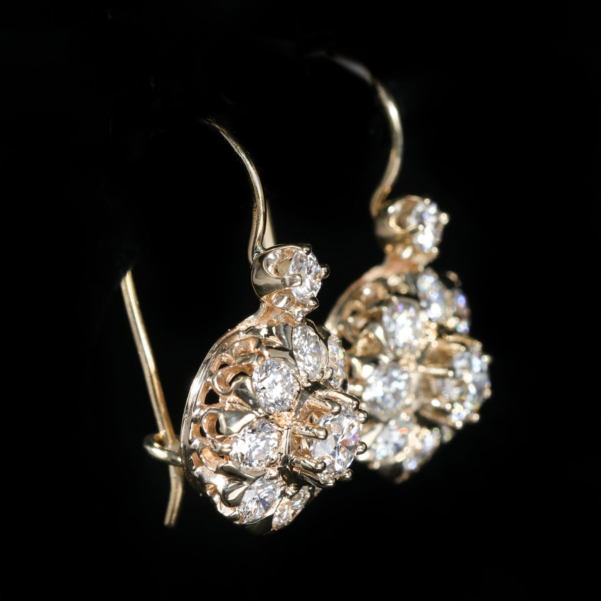 14K Yellow Gold 2.11 CTW Diamond Dangle Earrings - Walton's Jewelry