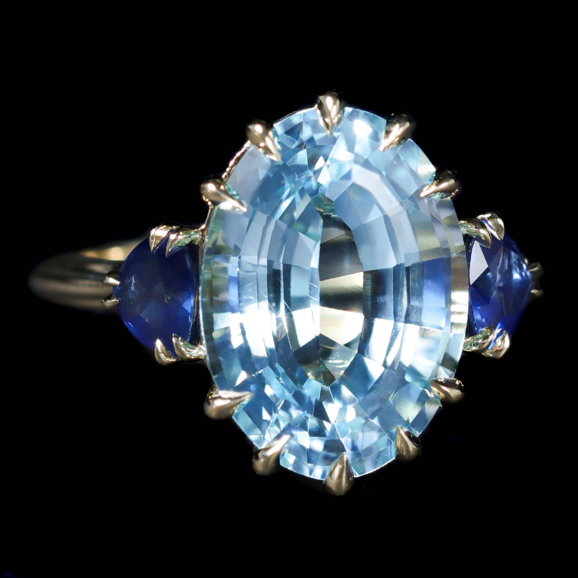 14K Yellow Gold 7.34 Carat Topaz, Sapphire, and Diamond Ring - Walton's Jewelry