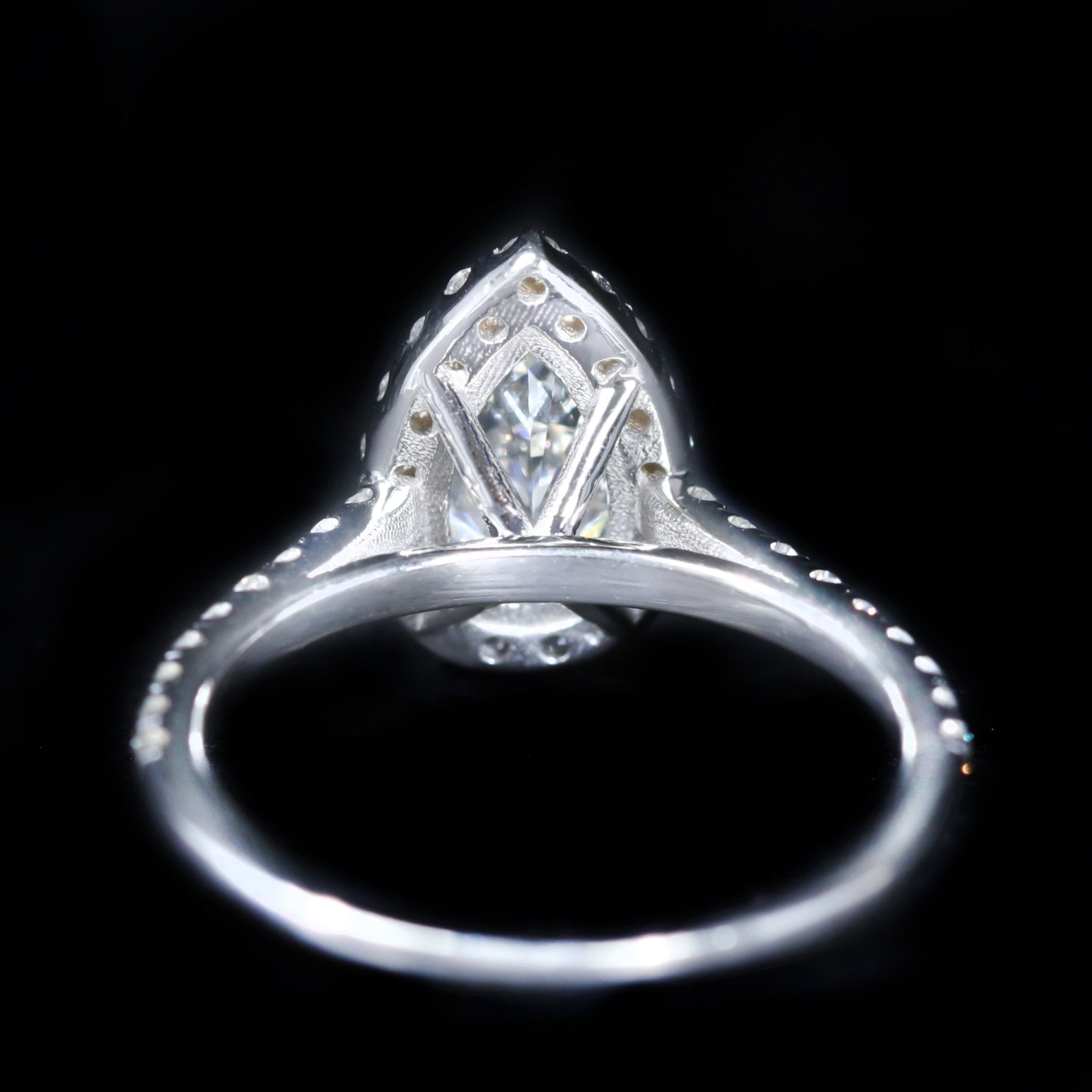 14K White Gold GIA 1.02 Carat Pear Cut Diamond Halo Engagement Ring - Walton's Jewelry