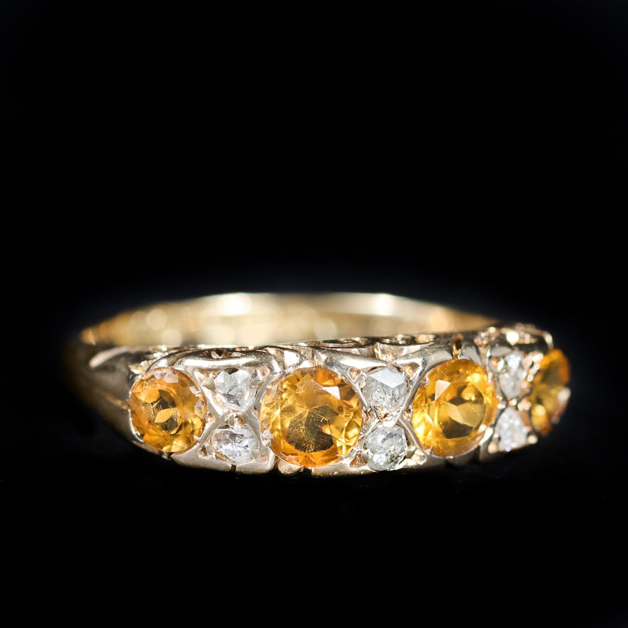 Victorian 1.00 CTW Citrine and Rose Cut Diamond Ring - Walton's Jewelry