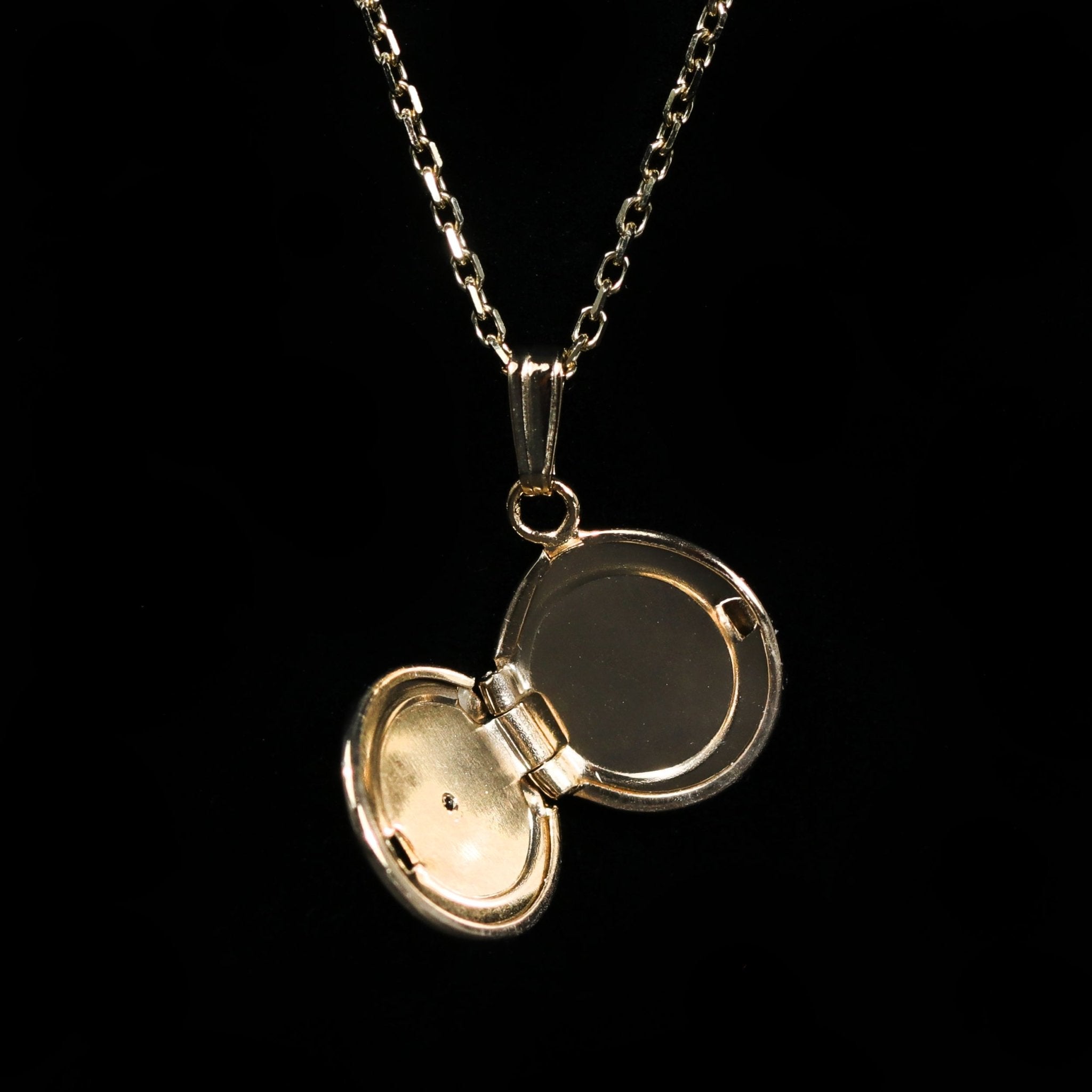 14K Yellow Gold Mini Round Diamond Locket - Walton's Jewelry