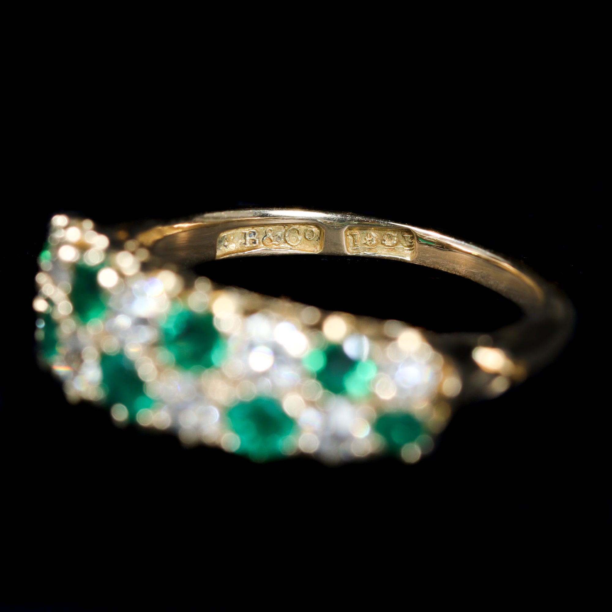 Victorian 0.25 CTW Old Mine Cut Diamond and Emerald Ring - Walton's Jewelry