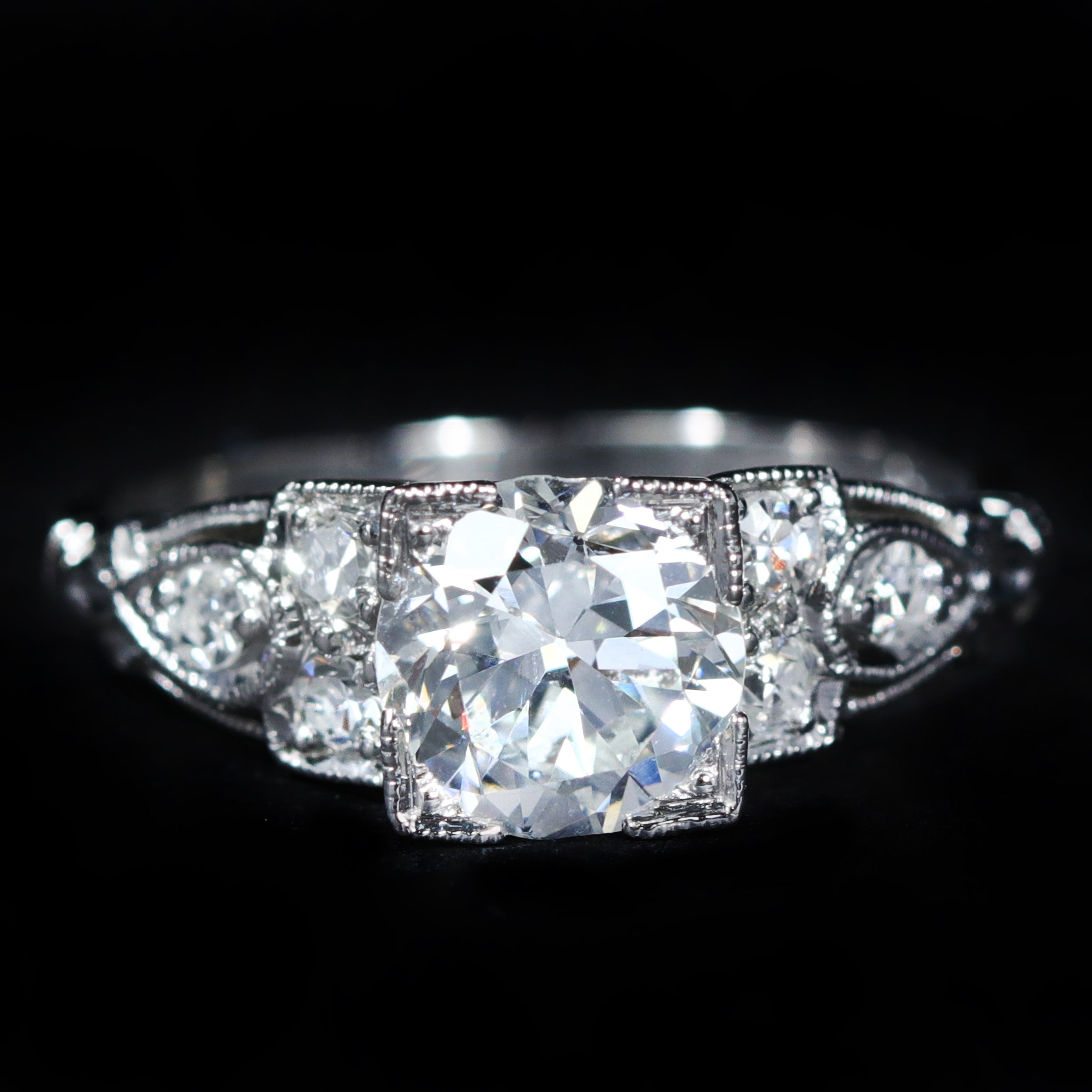 Art Deco GIA 1.02 Carat Old European Cut Diamond Engagement Ring