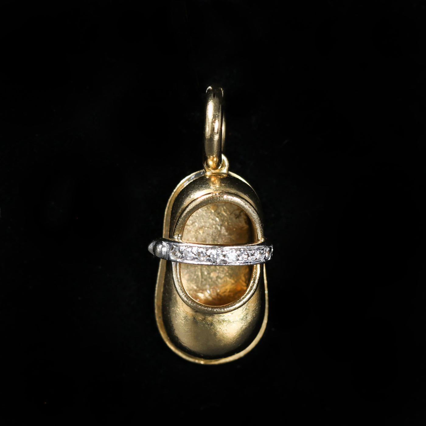 Estate Aaron Basha 18K Gold and Diamond Baby Shoe Charm