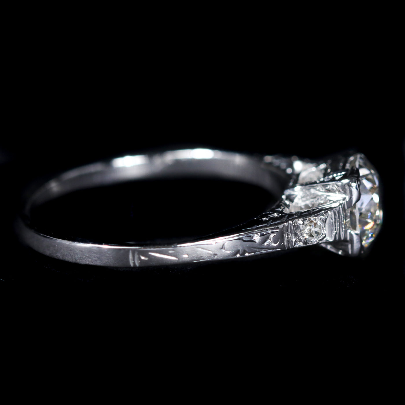 Art Deco 0.91 Carat Old European Cut Diamond Engagement Ring