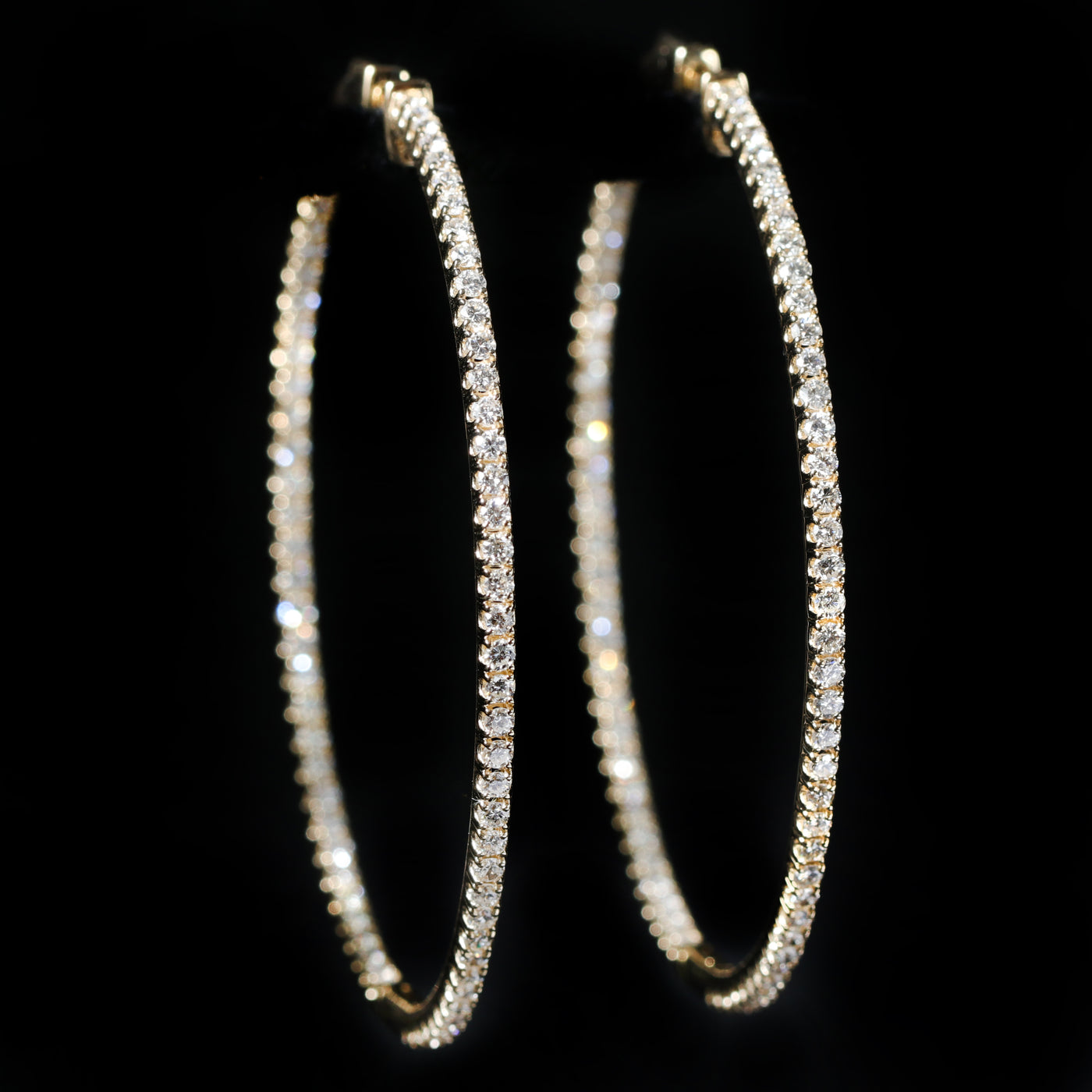 14K Yellow Gold 3.46 CTW Diamond Inside-Out Hoop Earrings