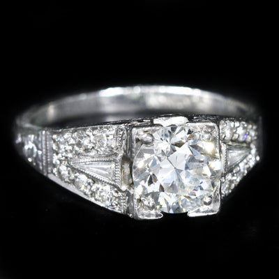 Estate Platinum 1.25 Carat Old European Cut Diamond Engagement Ring