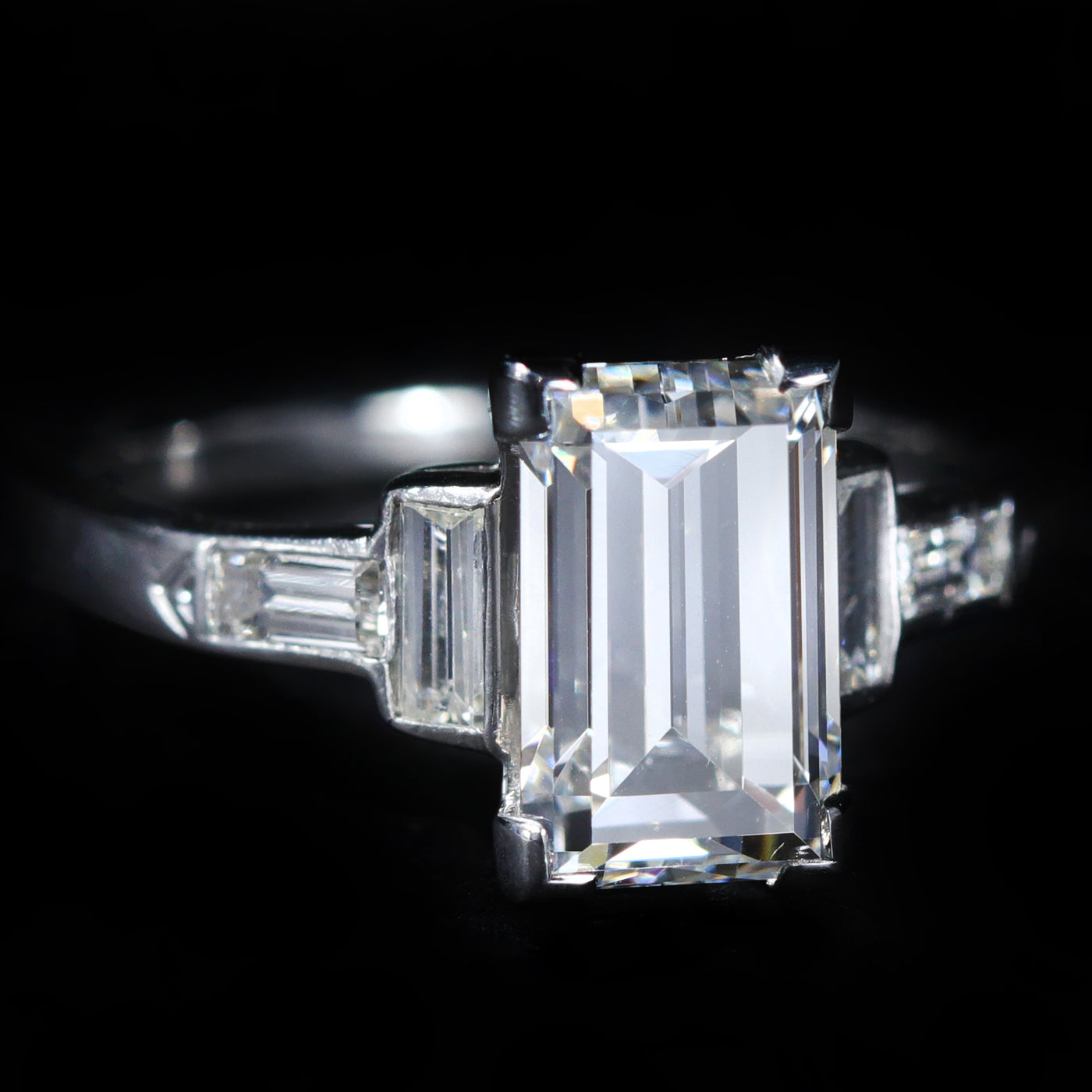 Art Deco 2.27 Carat Baguette Cut Diamond Engagement Ring